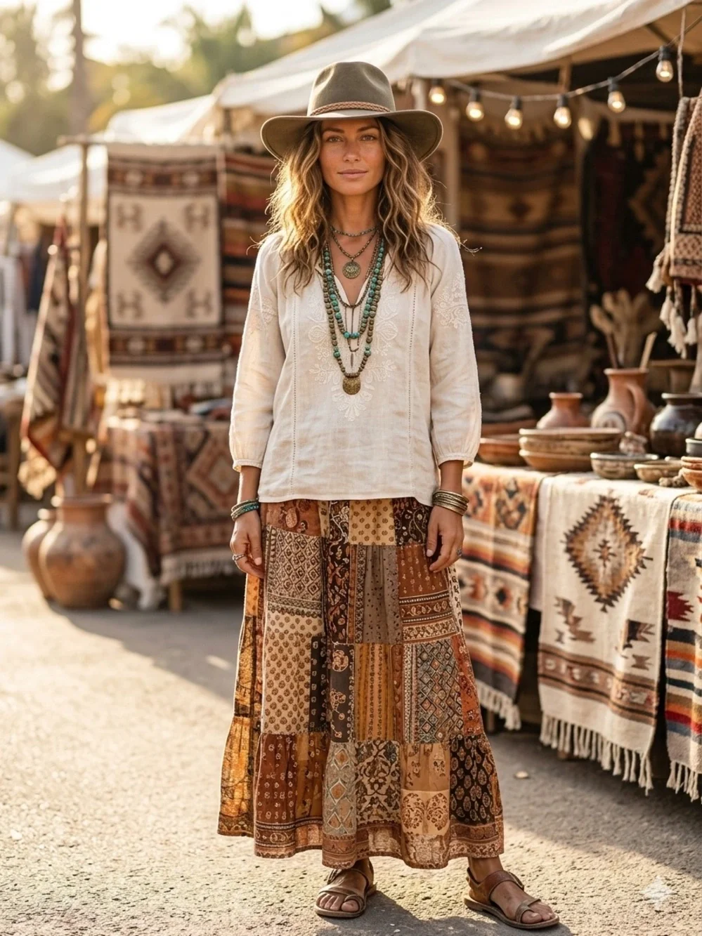 D&Y Taupe Brown Faux Suede Wide Brim Fedora Hat Rancher Boho Festival